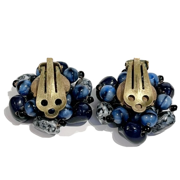 Vintage Clip On Earring Lot of 11 Pairs Rhinestone Gold Silver Blue Pink Black - Picture 3 of 16